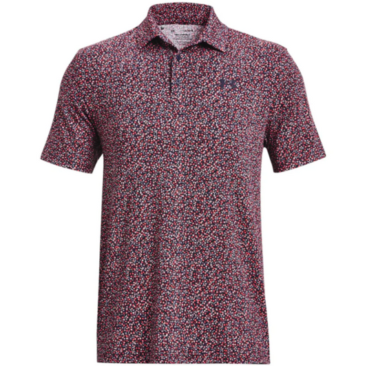 Under Armour Playoff 3.0 Printed Polo Shirt - Midnight Navy/Venom Red | EWOR