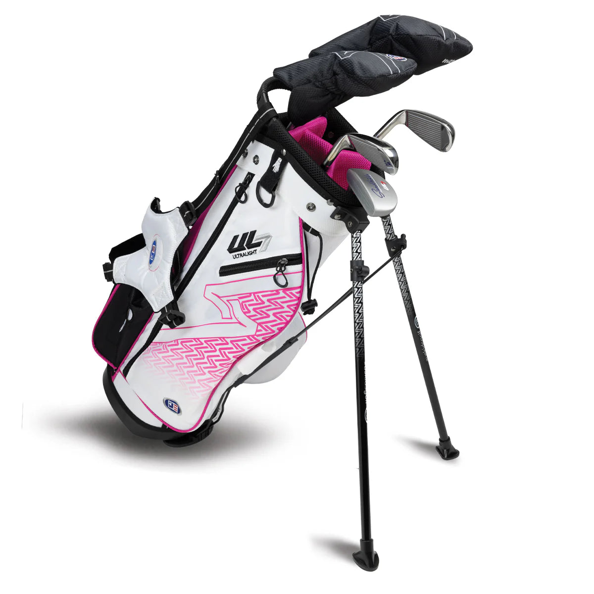 UL7 48 5 Club Stand Set, All Graphite, White/Pink/Blk Bag | US Kids Golf