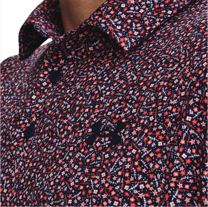 Under Armour Playoff 3.0 Printed Polo Shirt - Midnight Navy/Venom Red | EWOR